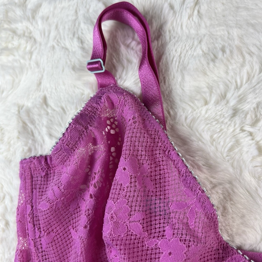 Victoria's Secret Tease Unlined Lace Demi Bra Hot Pink Underwire Size 36D NWT - Picture 7 of 9